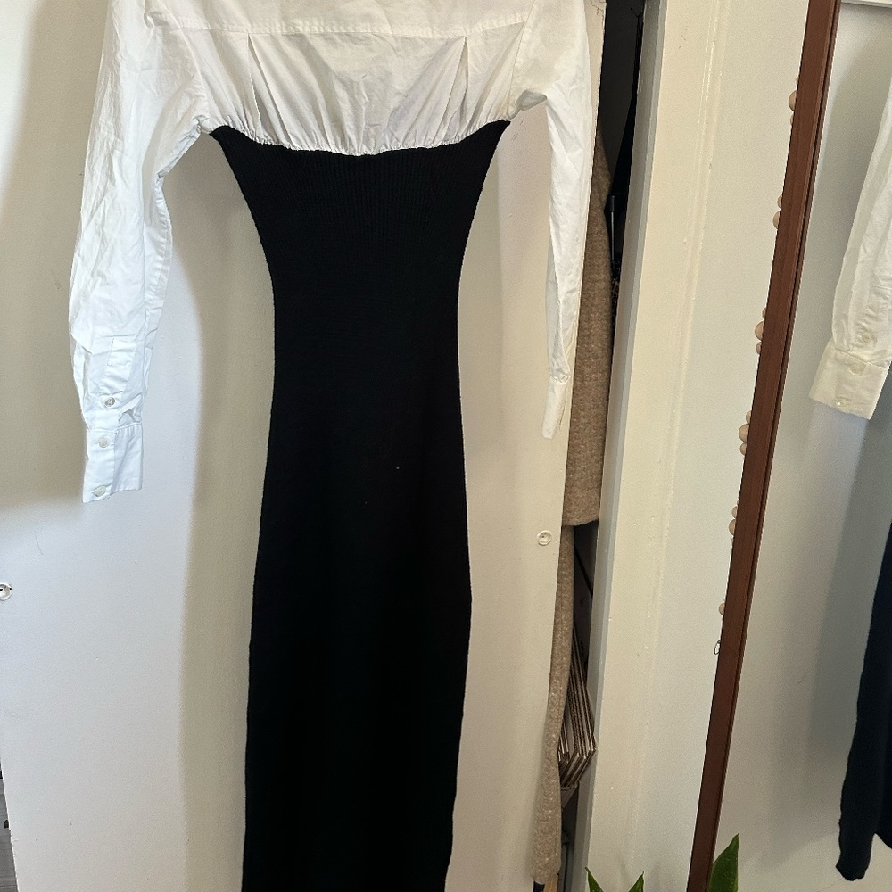 ❌SOLD❌STAUD hazel poplin knit combo corset detail midi dress FINAL PRICE - Picture 6 of 9